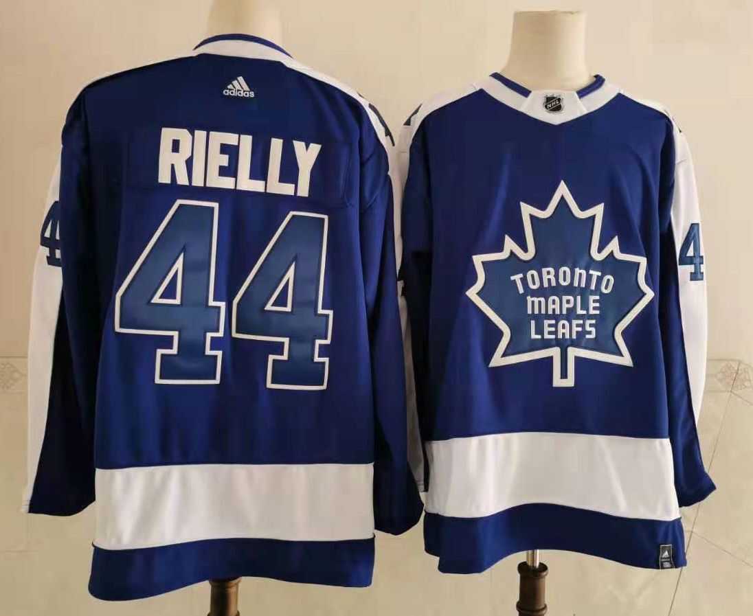 Men Toronto Maple Leafs 44 Rielly Blue Authentic Stitched 2021 Adidias NHL Jersey